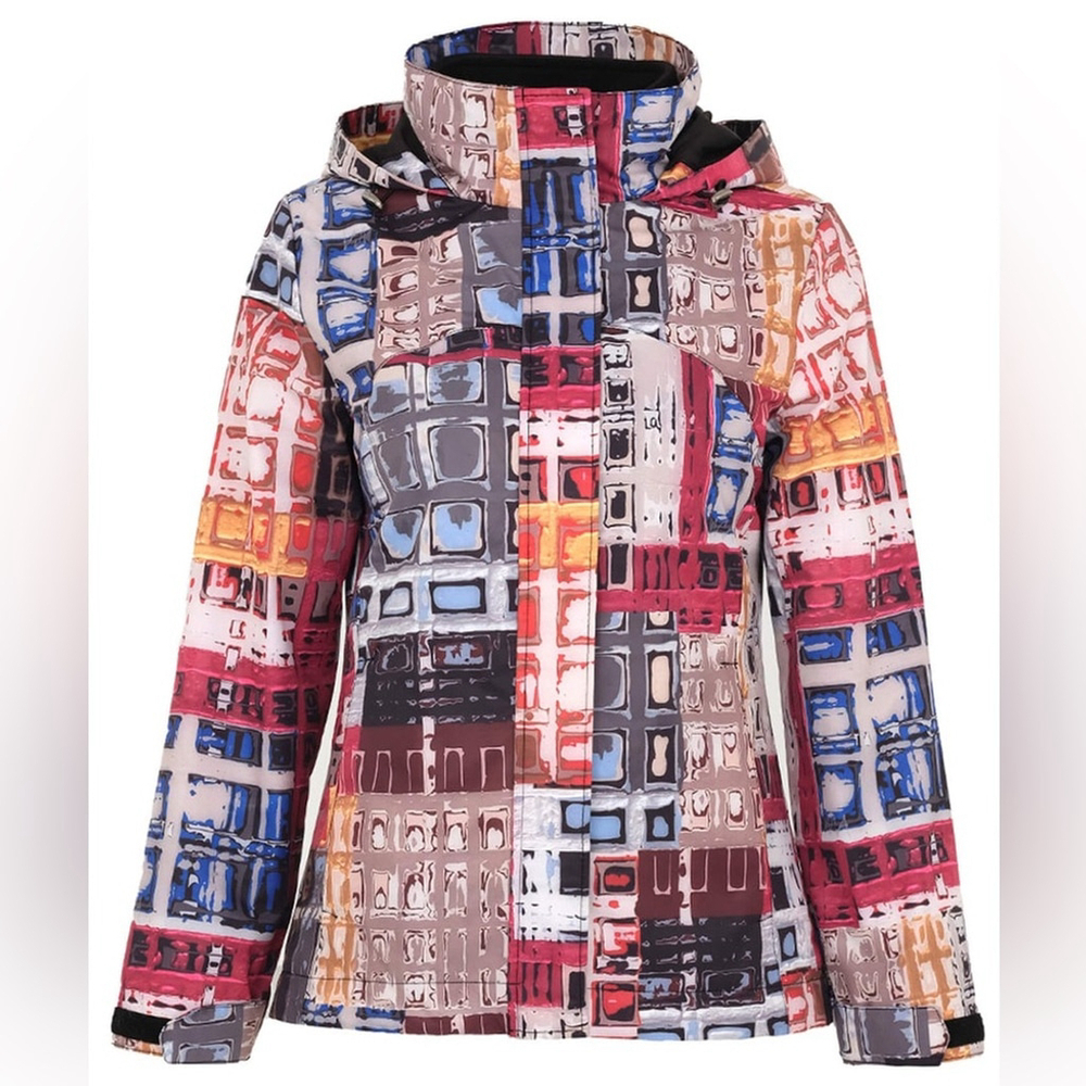 DOLCEZZA RED MARCUS AKERMAN PRINT REMOVABLE LINING HOODED COAT NWT